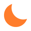 orange crescent moon symbol representing the sixth phase of lunar cycles
