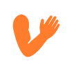 orange stylized hand gesture emphasizing number 9 and positivity